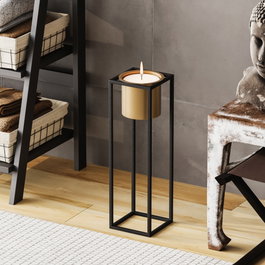 Aberto Design GED-023-A Maceta Decorativa Negro y Dorado